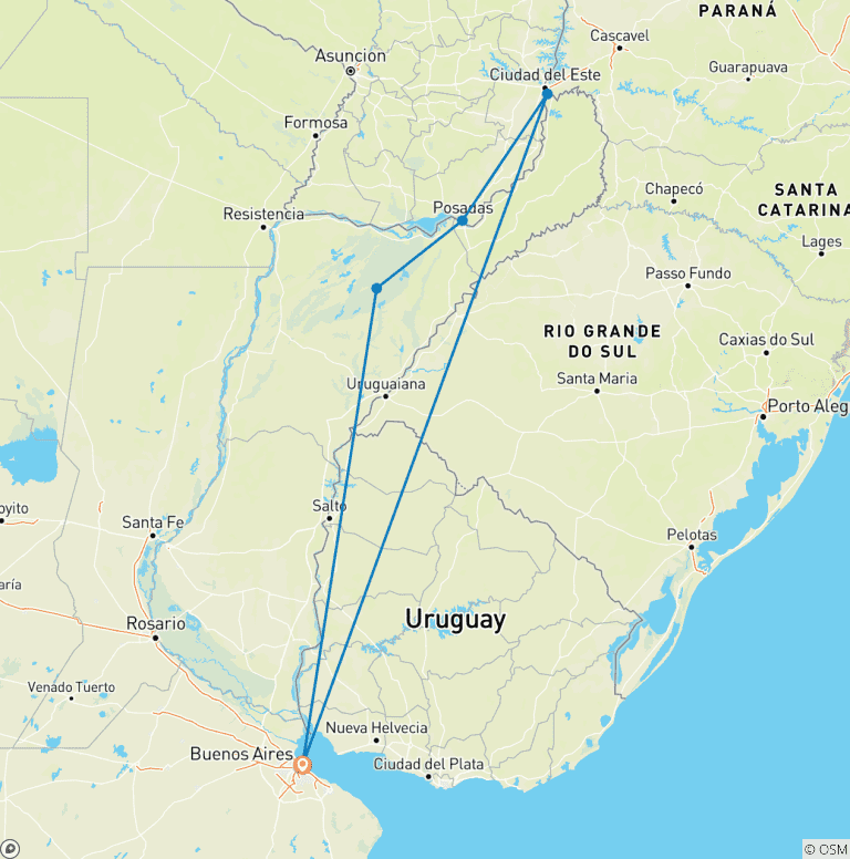 Map of Buenos Aires and Jungle Escape: Ibera, Iguazú Falls, and Local Wildlife