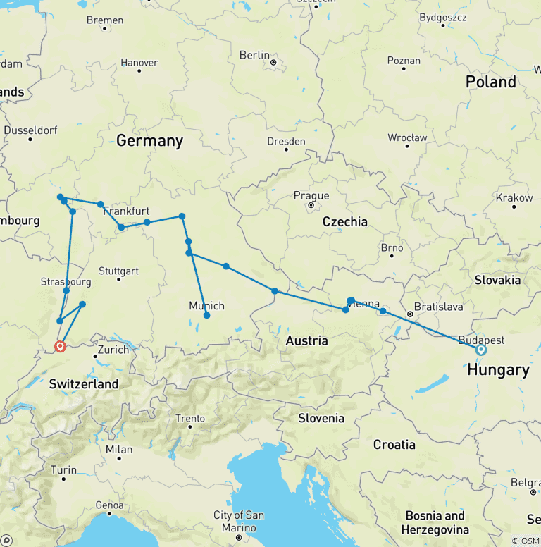 Map of Enchanted Europe for Beer Enthusiasts with 2 Nights in Budapest (Westbound) 2026