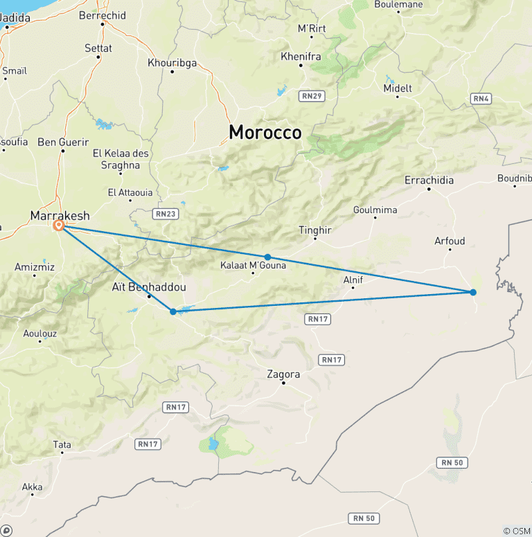 Map of 1 week in Morocco