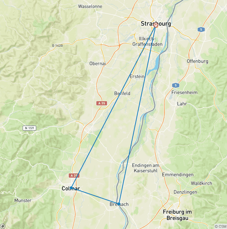 Map of Rhineland Christmas on the Romantic Rhine (port-to-port cruise) - Modigliani (4 destinations)