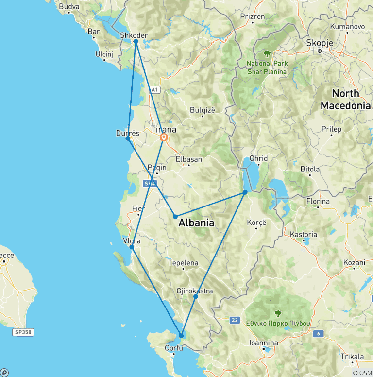 Map of Albania Comprehensive - Guided Private Tour