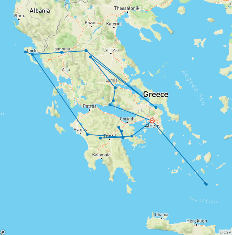 Map of Secrets of Greece including Corfu (Santorini)
