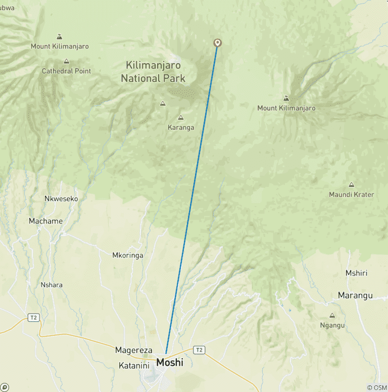 Map of Highest Mt.Kilimanjaro: Lemosho1-Day Trip