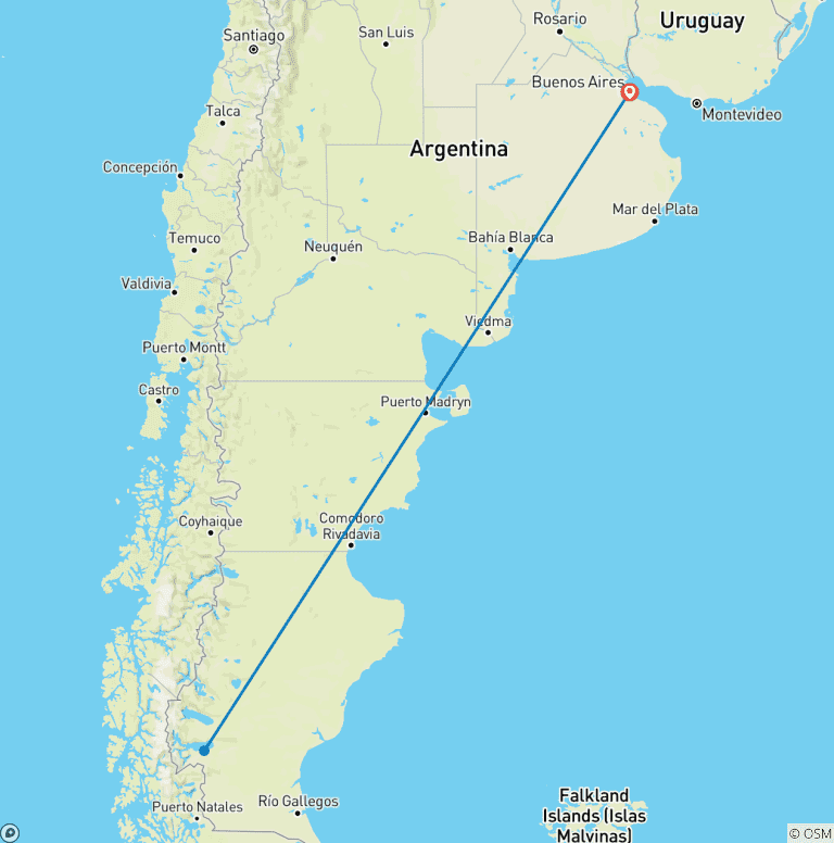 Map of 3-Day El Calafate Escape with Optional Airfare from Buenos Aires
