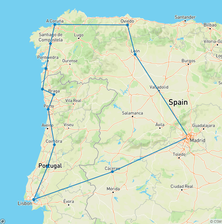 Map of Best of Galicia Spain & Portugal - 10 Days