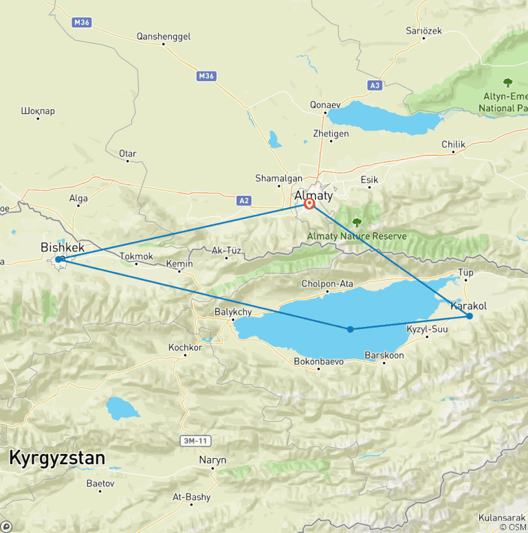 Map of Premium Kazakhstan and Kyrgyzstan