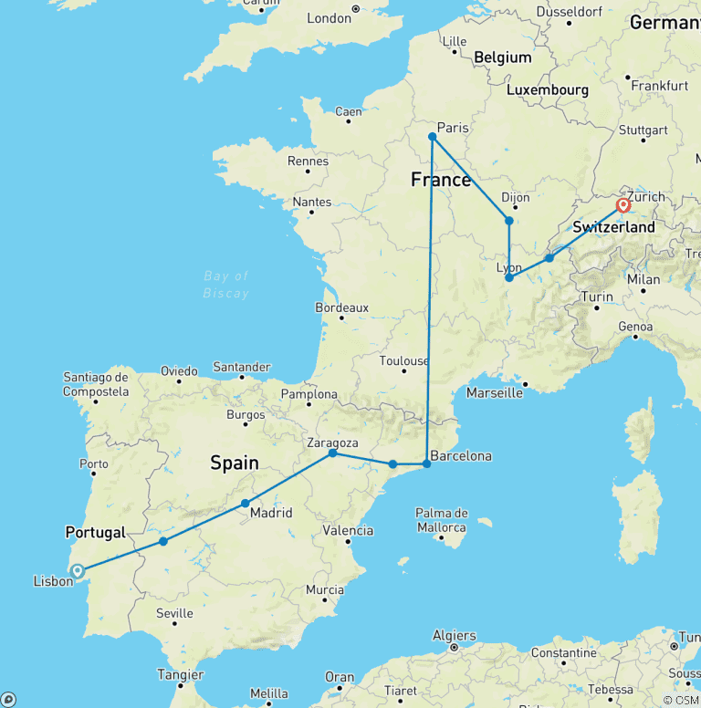 Map of European Spotlight end Zurich