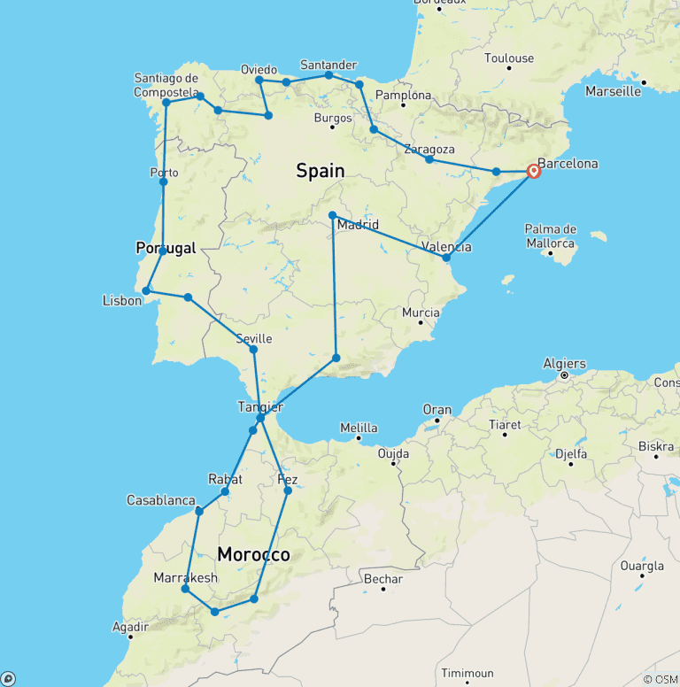 Map of The Big Tour of Spain, Morocco and Portugal
