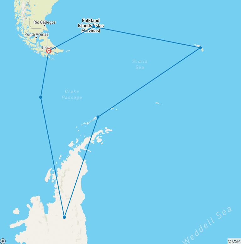 Map of Falklands, South Georgia and Antarctica: Explorers and Kings