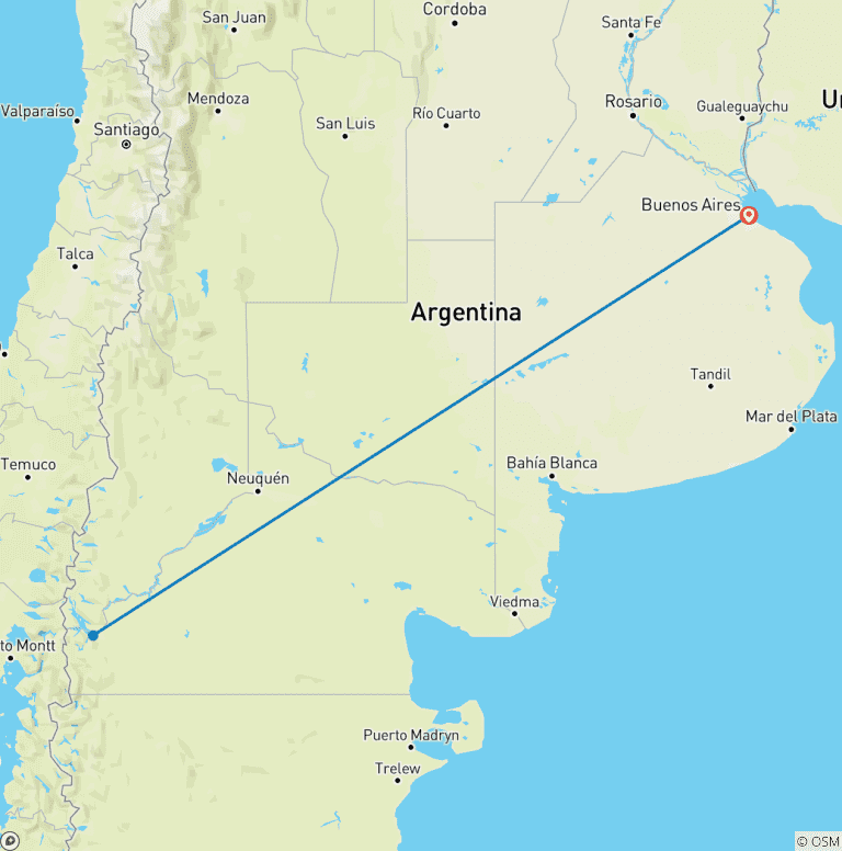 Map of 3-Days Experience Bariloche with Optional Airfare from Buenos Aires