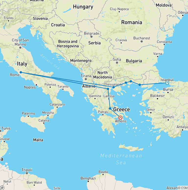 Map of From Istanbul to Athens
