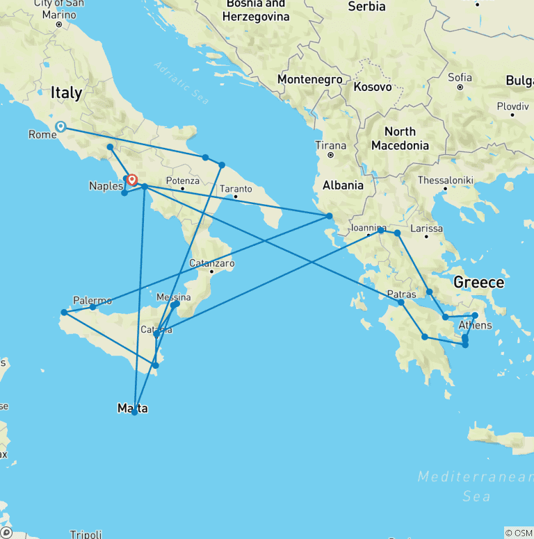 Map of Rome, Complete Greece and Sicily