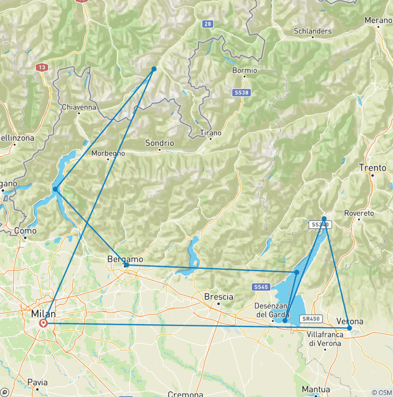 Map of Milan Explorer, Lakes & Alpine Train - 8 days