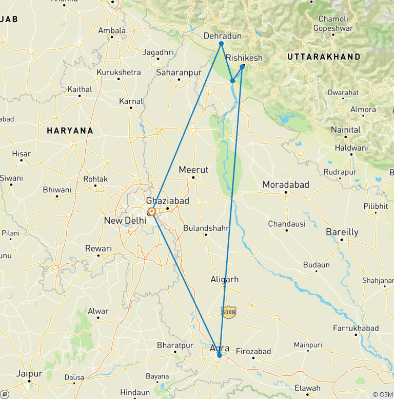 Map of Spiritual Northern India