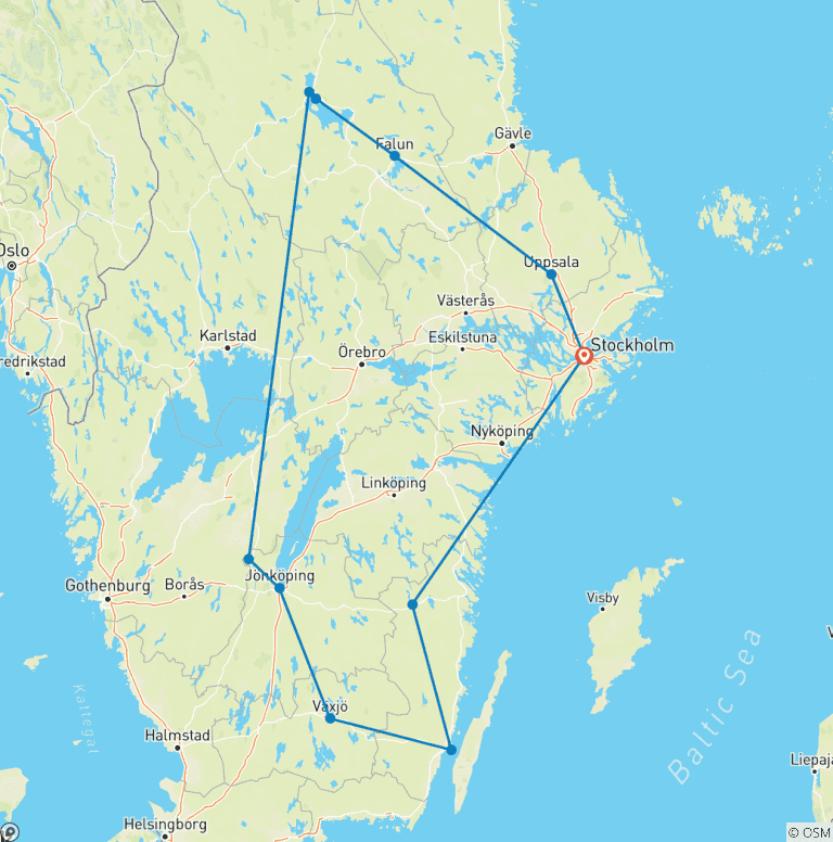 Map of Sweden's top ten