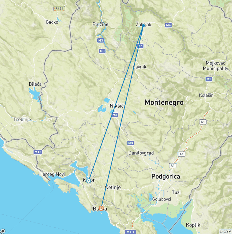 Map of Montenegro: Medieval Towns & Mountain Views
