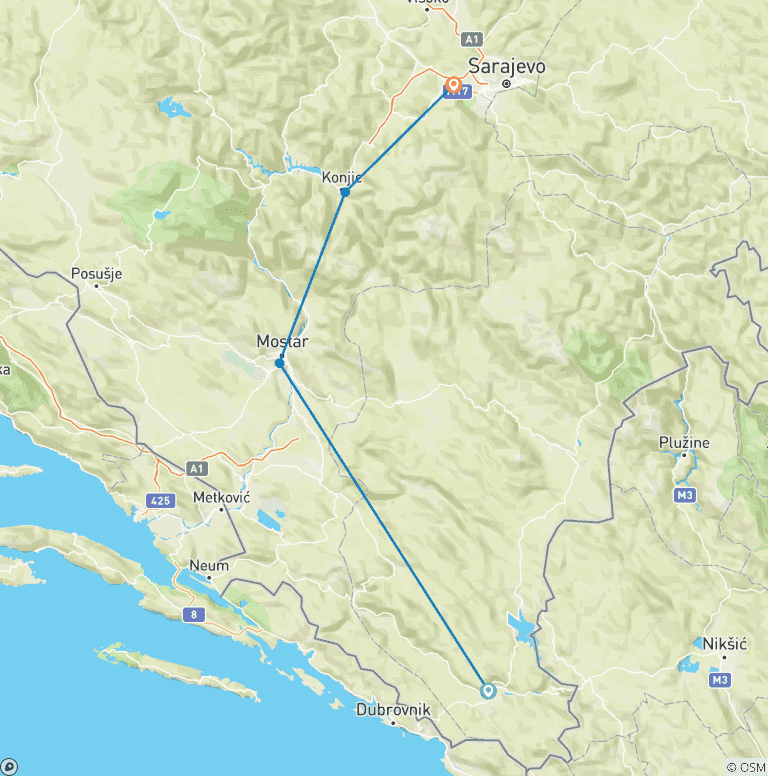 Map of Bosnia and Herzegovina: Wild Horses & City Sights