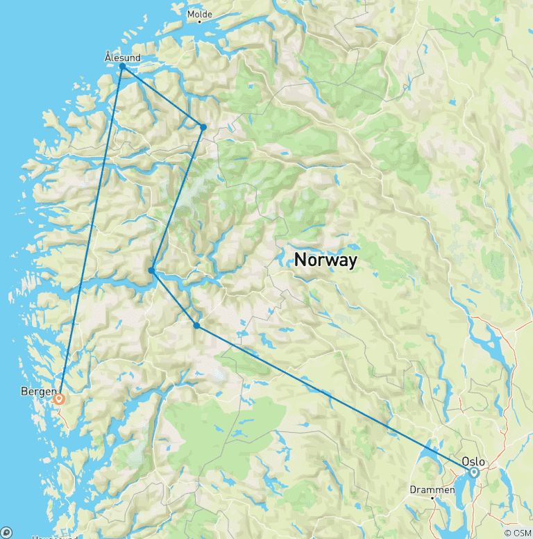 Map of Definitive Norway Small Group Tour