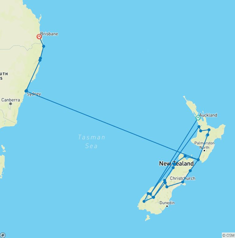 Map of Australia and New Zealand: Surf, Sun & Epic Parks