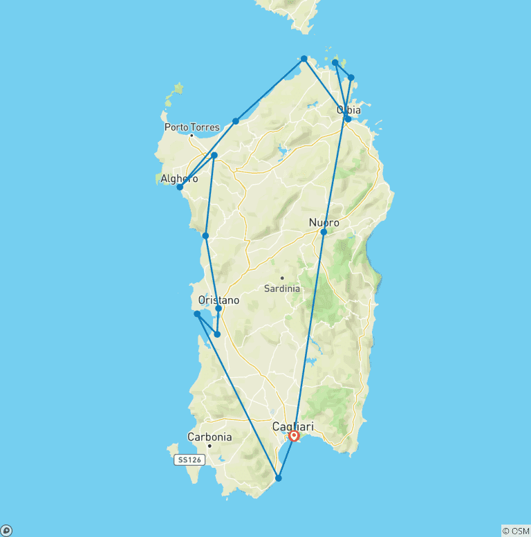 Map of Sardinia Escape: An 8-Day Island Adventure