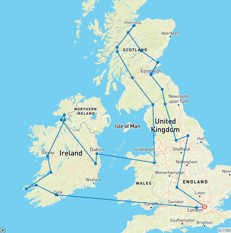 Map of Britain and Ireland Explorer (2026, 19 Days) (42 destinations)