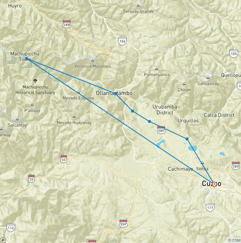 Map of ANCESTRAL ROUTES: AN ADVENTURE THROUGH THE SACRED VALLEY AND THE INCA TRAIL - 7 DAYS