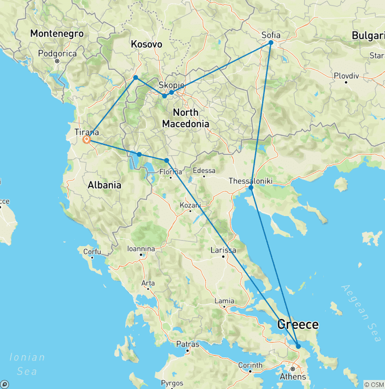 Map of PRIVATE - Balkan Ring A Circular Adventure From Tirana