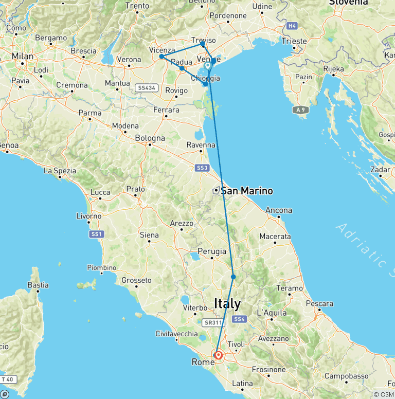 Map of Rome, Venice & the Jewels of Veneto (2026) (Venice to Rome, 2026)