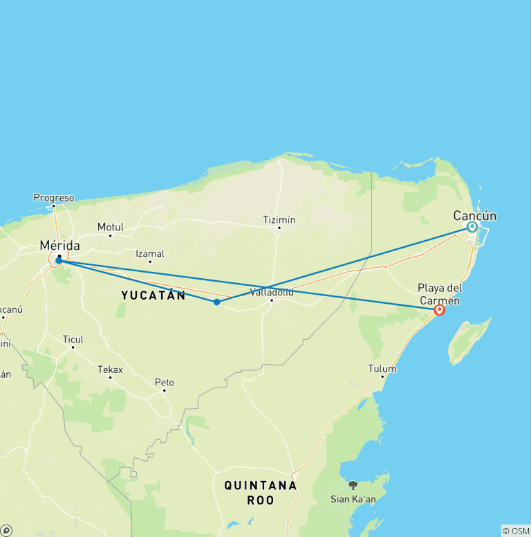 Map of Mexico Yucatan Loop