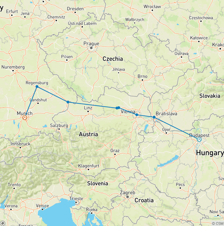 Map of Danube Delights & Oktoberfest