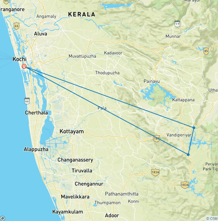 Map of From Kochi: 3-Day Periyar Wildlife Sanctuary Tour!