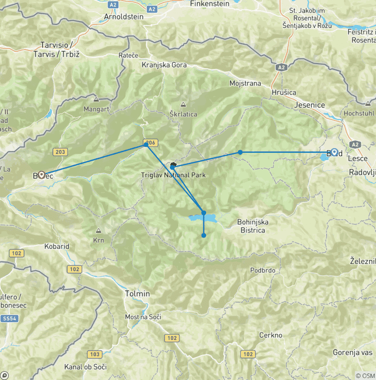 Map of Julian Alps Traverse