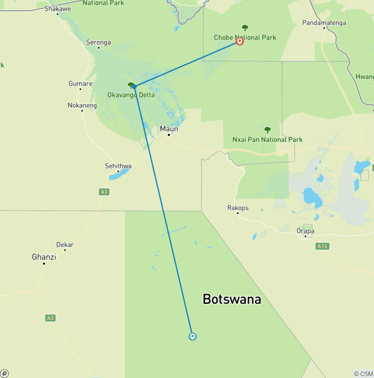 Map of Botswana : 10-Day Magical of Botswana