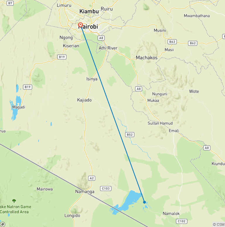 Map of Kenya: 3-Day Amboseli Private Lodge Safari