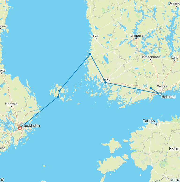 Map of Walking in Finland and Sweden