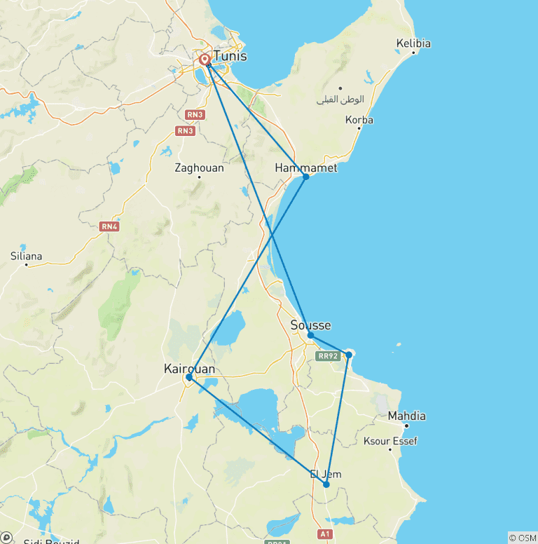 Map of Discover Tunisia, Self-Drive