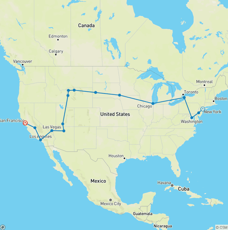 Map of USA ─ Panorama From East to west