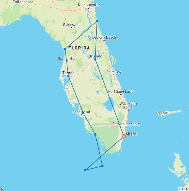 Map of Florida ─ the Highlights of the Sunshine state