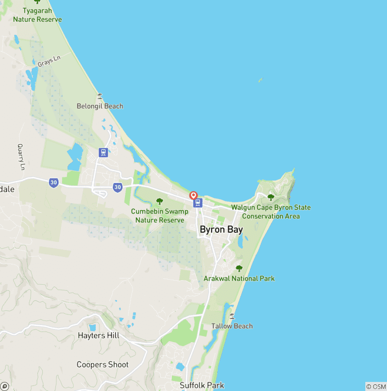 Map of Northern Rivers Rail Trail NSW Guided Cycling Tour