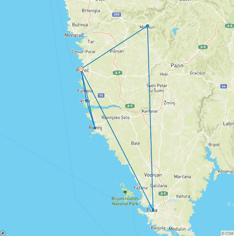 Map of Incredible Istria - 8 days