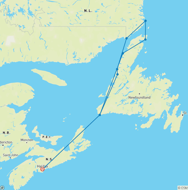 Map of Newfoundland & Labrador's Battle Harbour & Northern Peninsula