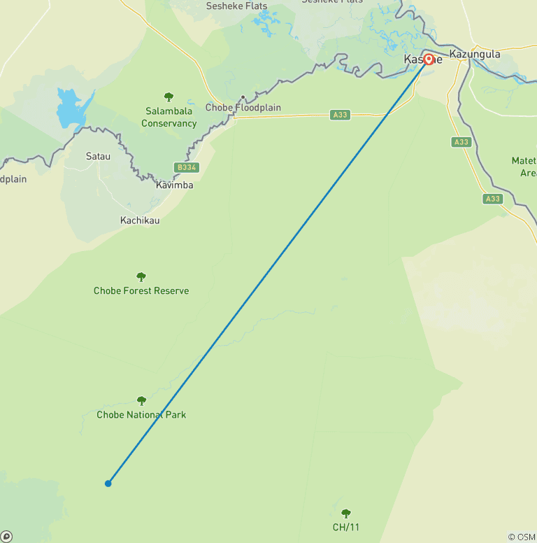 Map of Zambezi Queen 3 Days