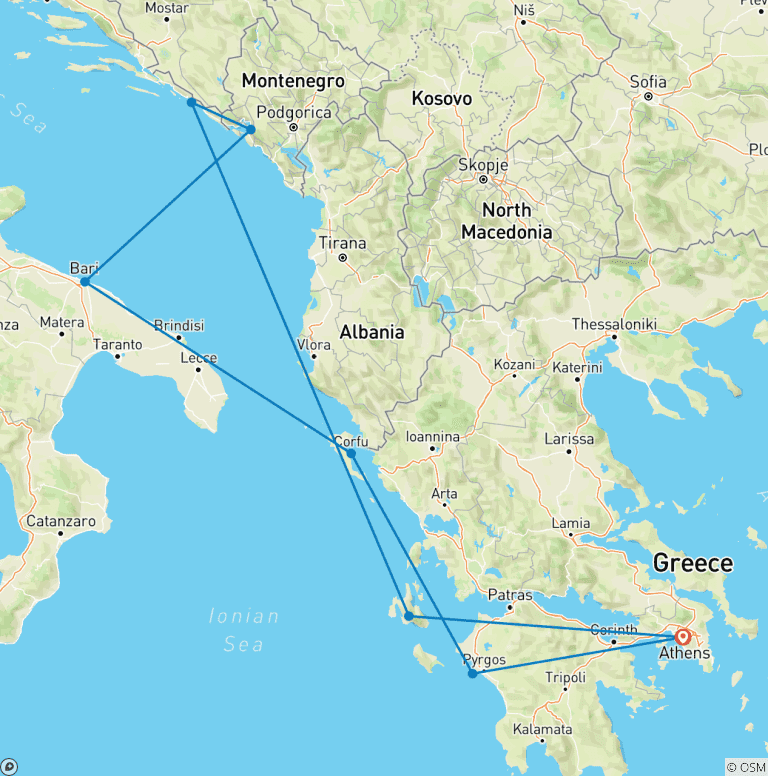 Map of Idyllic Adriatic Adventure With Cruise