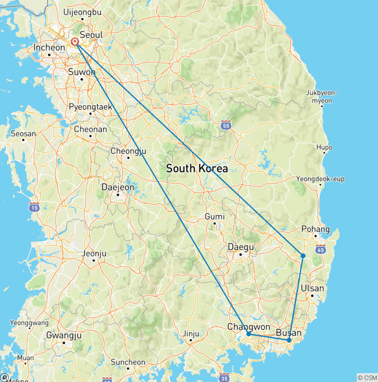 Map of South Korea Cherry Blossom Festival - 7 days