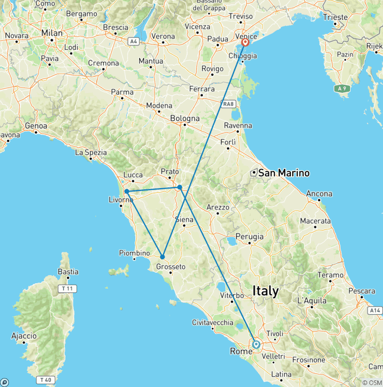 Map of My First Italian Adventure - 7Day