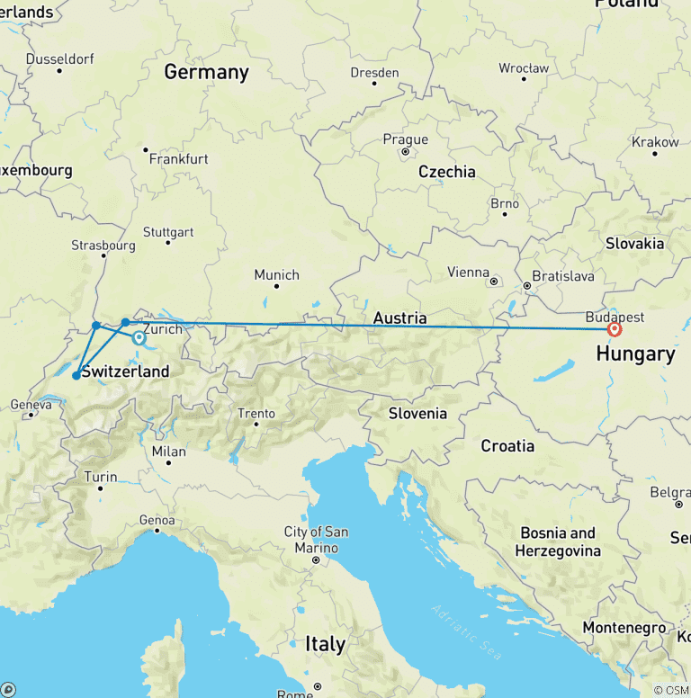 Map of Jewels of Europe & Romantic Rhine & Moselle 2026|2027