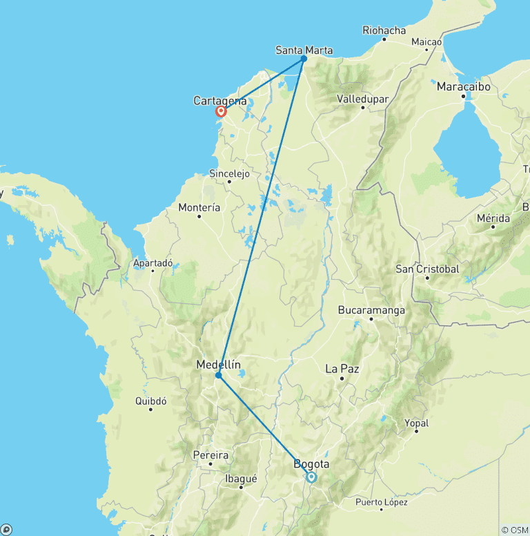 Map of 10 Days in Colombia – Unforgettable Adventures: Discovering the Best of the Country