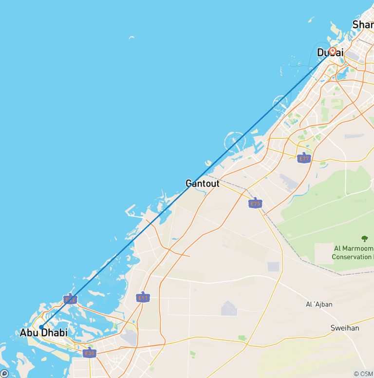 Map of Abu Dhabi Express - 3 days