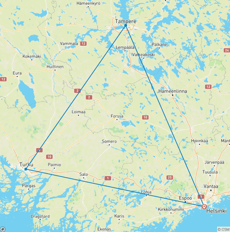 Map of A Taste of Helsinki, Turku & Tampere