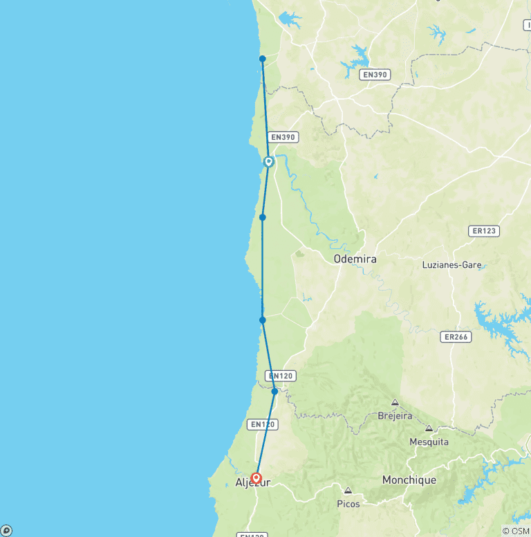Map of Costa Vicentina: Natural Park self-guided hike tour